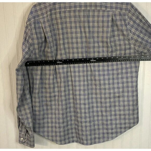 Joseph Abboud Mens Non-Iron Blue Plaid Contrast Cuff Button Down Shirt Size  XXL - Picture 7 of 12